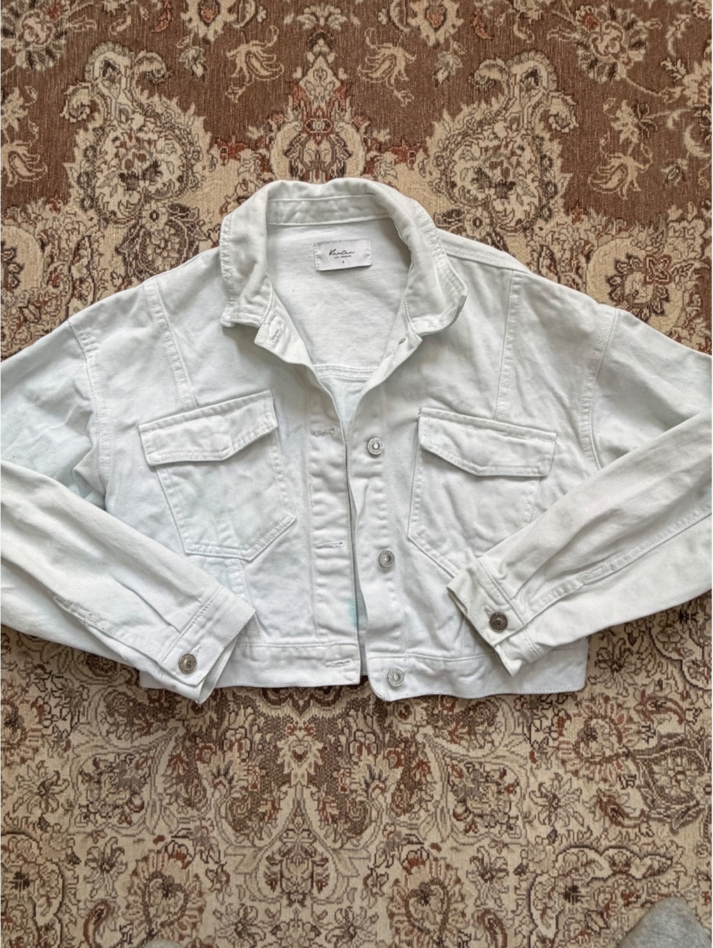 Kancan Los Angeles cropped white denim jacket